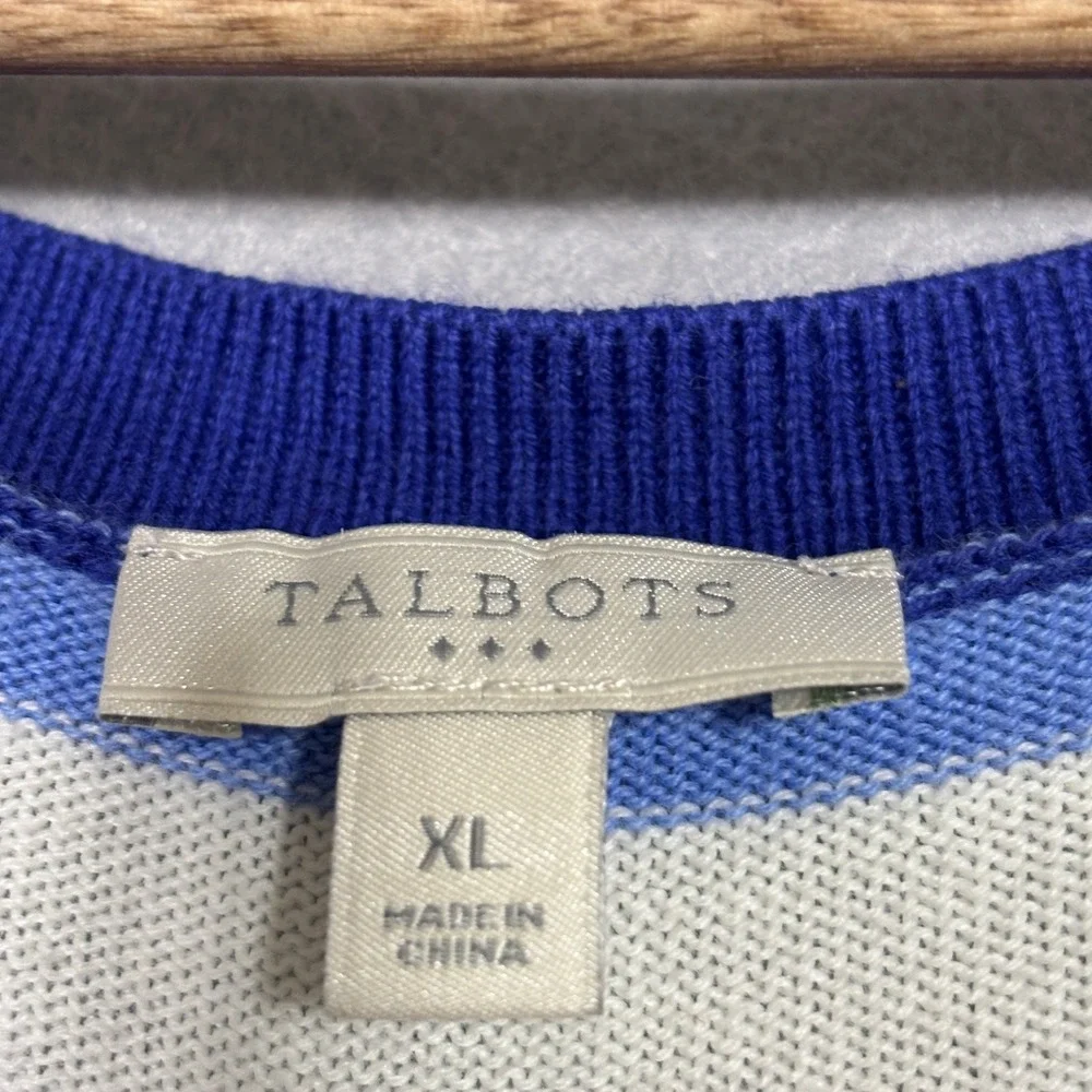 Talbots Striped Knit Sweater 3/4 Sleeve Colorful Preppy Coastal Soft Casual‎ XL